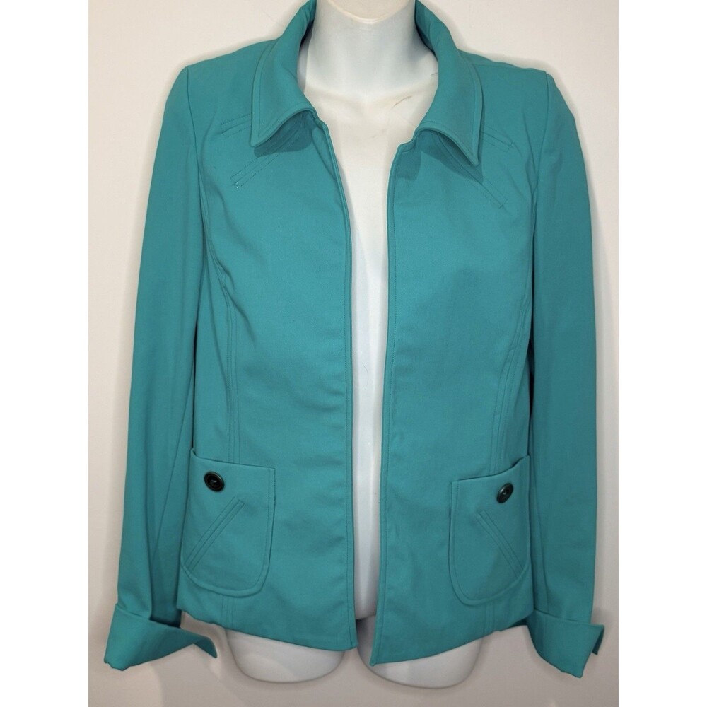 Nina McLemore Turquoise Green Stretch Blazer Jacket Size 8 EUC!!